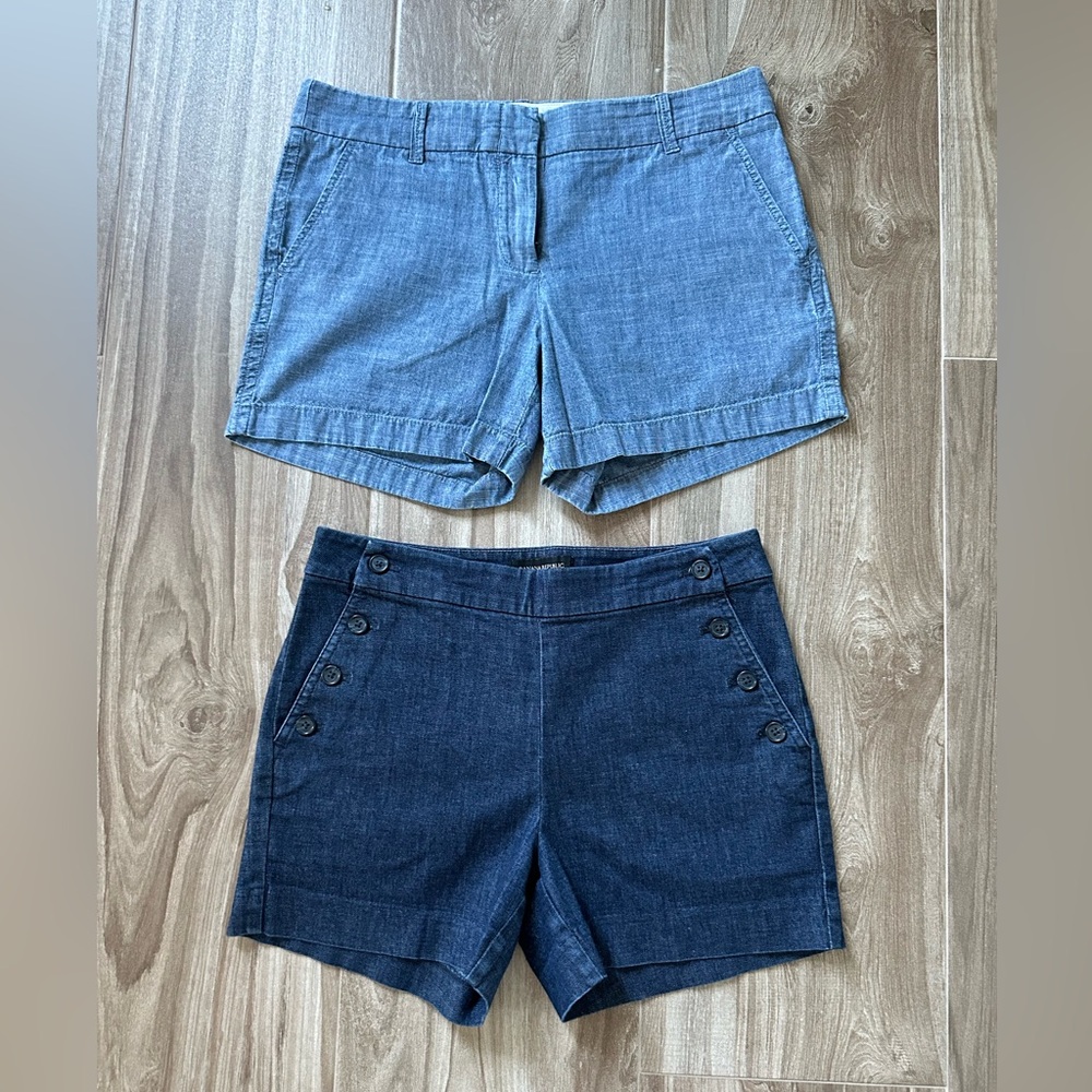 2 pairs of Women's Jean Shorts - Light Blue and Dark Blue. Size 4